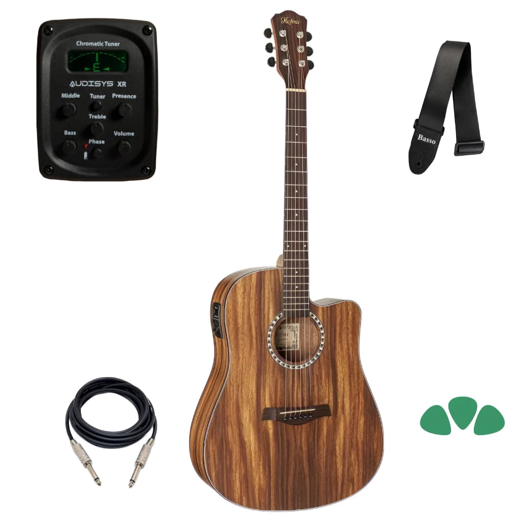 Violão Hofma Hmf280 Elétrico Folk Satin Natural Profissional
