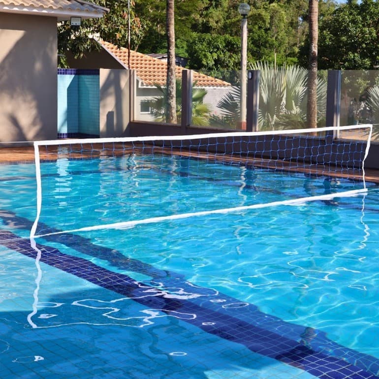 Rede de Biribol Profissional 3M Piscina Fio 2mm PE Malha 10x10 1 Faixa Reforçada Alta Durabilidade