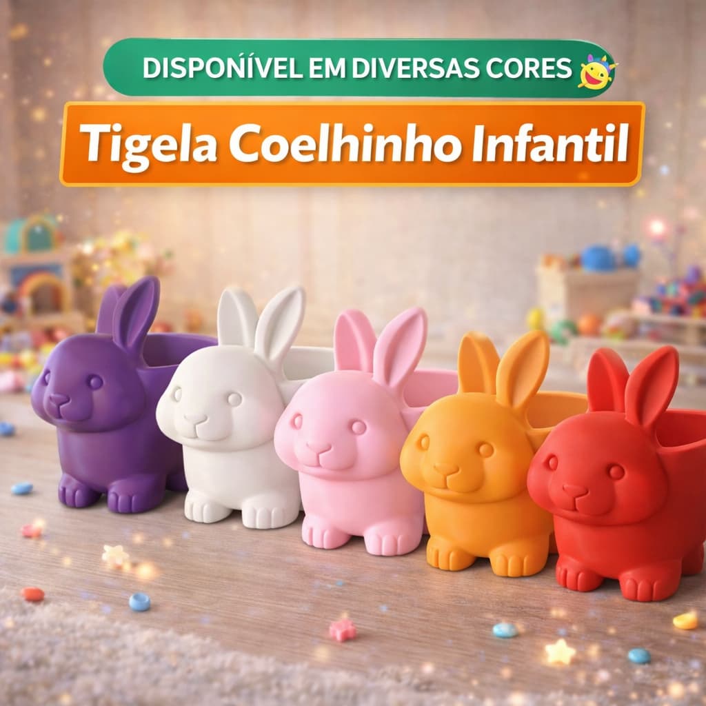Tigela Coelho Infantil | Prato Bacia Infantil Coelinho | Cozinha Kids Decoração Presente Bowl suporte mini Ovos Pascoa