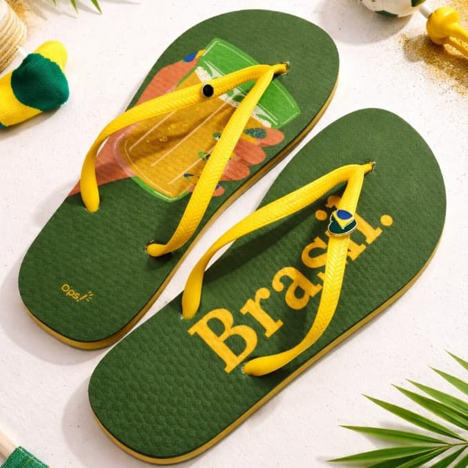 Chinelo Feminino Brasil Copa do Mundo 2026 Várias Estampas Confortável Antiderrapante
