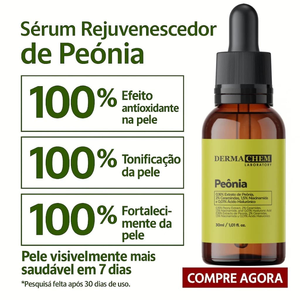 Sérum Facial Rejuvenescedor de Peônia 30ml Dermachem