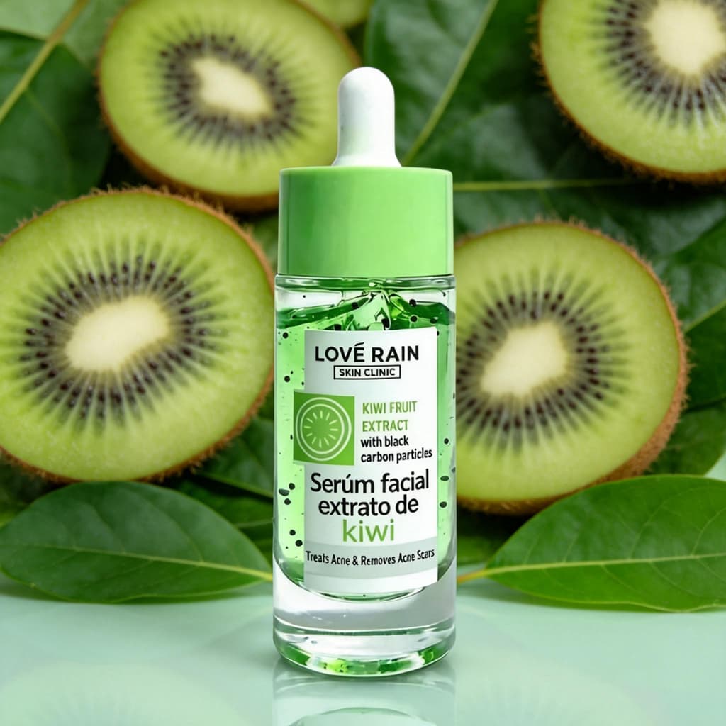 Sérum Facial de Fruta KIWI com Carvão Ativado | Limpa, Clareia e Trata a Pele - Love Rain