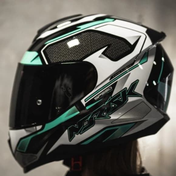 CAPACETE NORISK RAZOR FECHADO SPEEDMAX VERDE BRANCO ESPORTIVO ORIGINAL MOTO QUALIDADE EXCLUSIVO