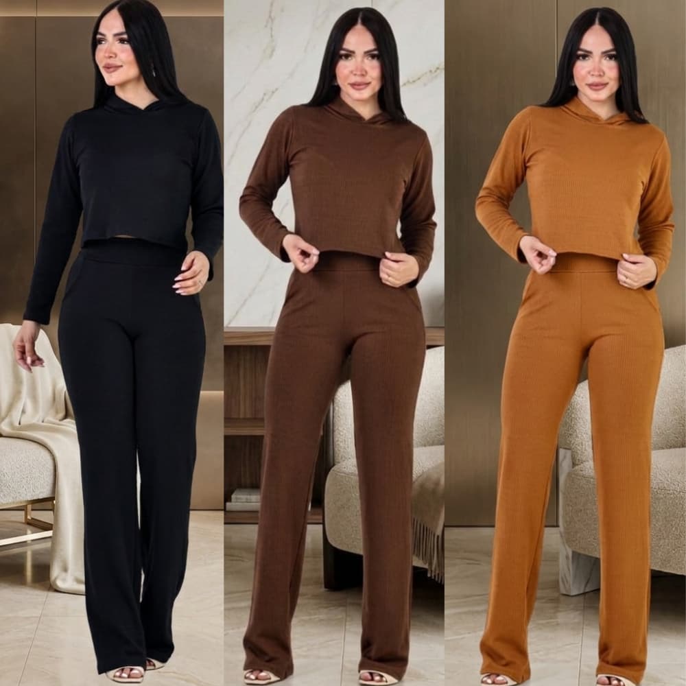 1️⃣ Conjunto Feminino com Capuz Malha Rivi 36-42