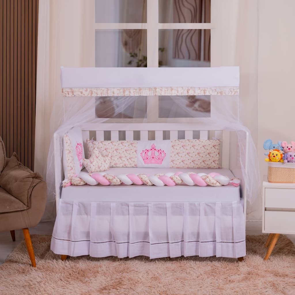 Kit Protetor Berço Americano Completo 6 Peças para Bebê Menino Menina Confortável Seguro