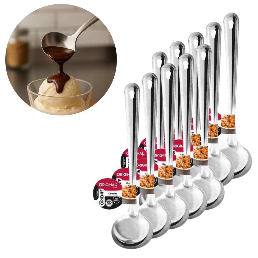 KIT 10 Mini Concha Pequena Aço Inox - Para Molhos, Caldos e Vinagrete