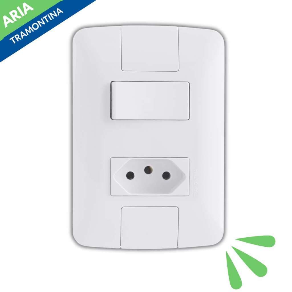 Conjunto 4x2 com 1 Interruptor Paralelo e 1 Tomada 10A Aria Tramontina
