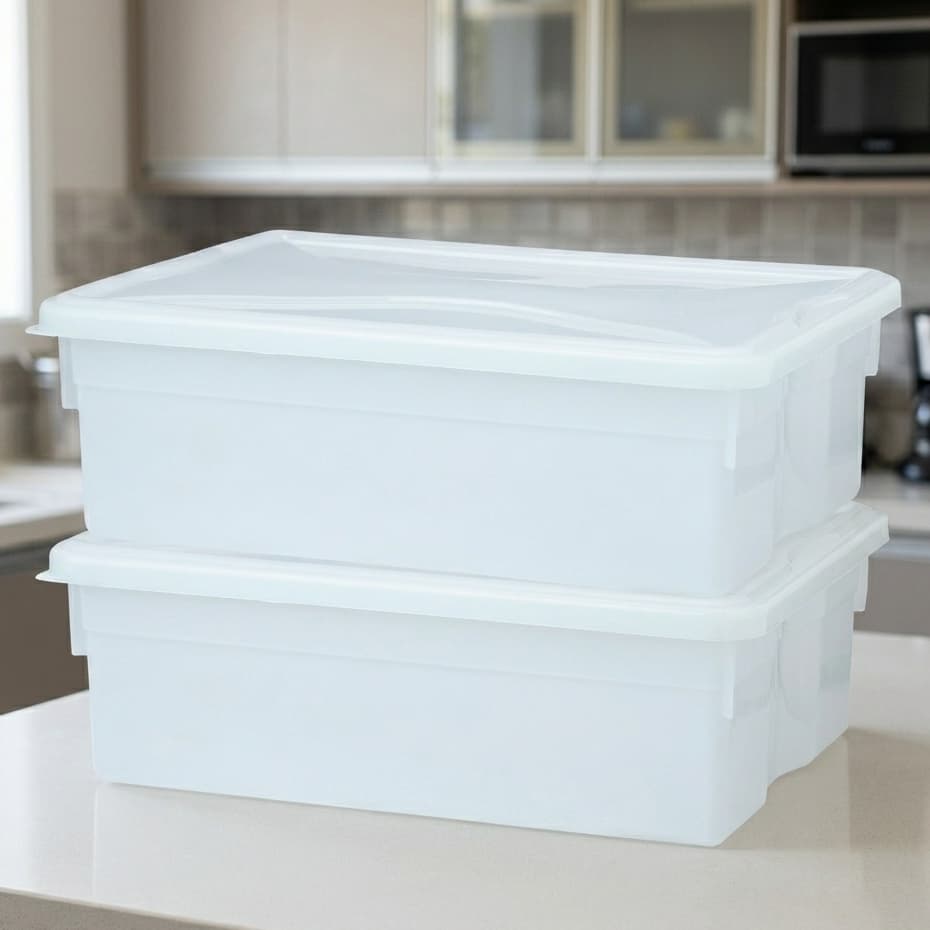 Kit 2 Organizadores Geladeira Branco 2,5L Caixa Plástica p/ Carnes, Aves e Açougue