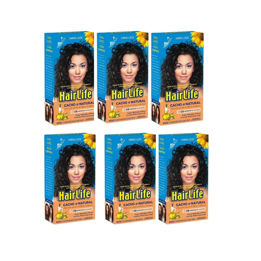 Creme Relaxante Hairlife Cacho E Natural kit com 6 unidades