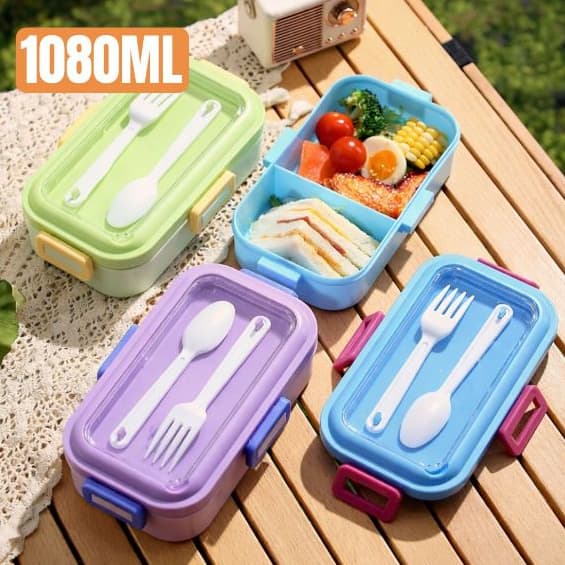 Marmita 1080ml com Divisória Talheres Pote Porta Alimentos Lancheira Marmita Para Trabalho e Escola