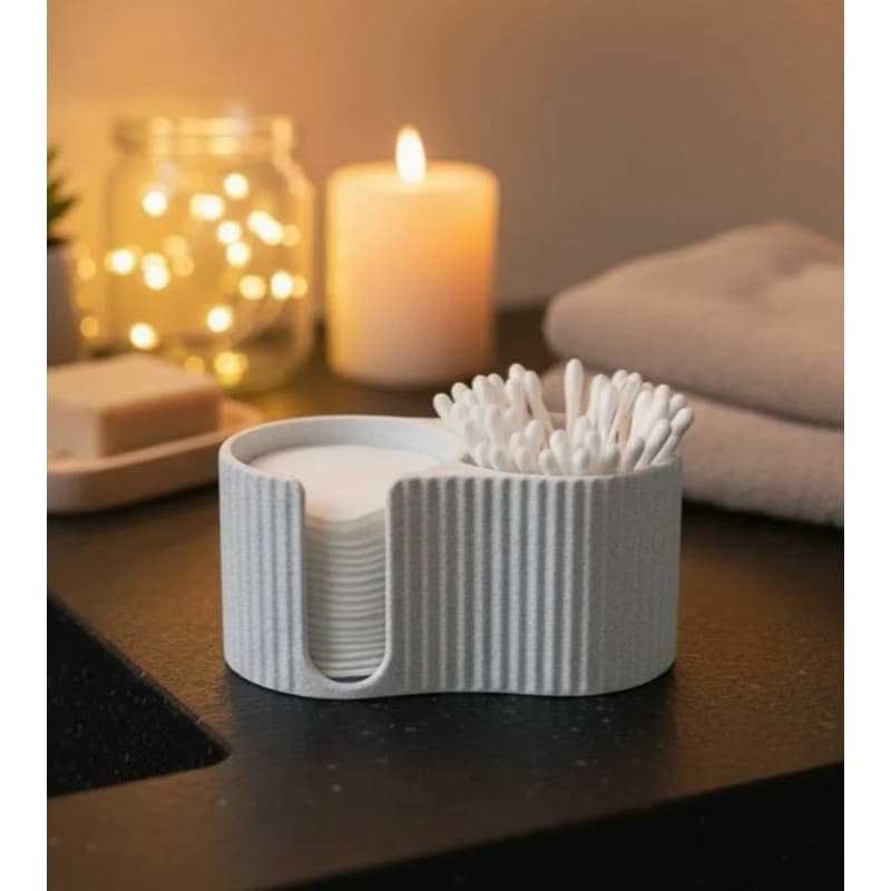 Porta Algodão e Cotonete Organizador de Banheiro Moderno Minimalista em PLA – Decoração Elegante