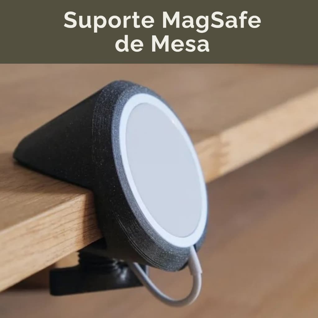 Suporte Carregador MagSafe iPhone Minimalista de mesa preto e branco