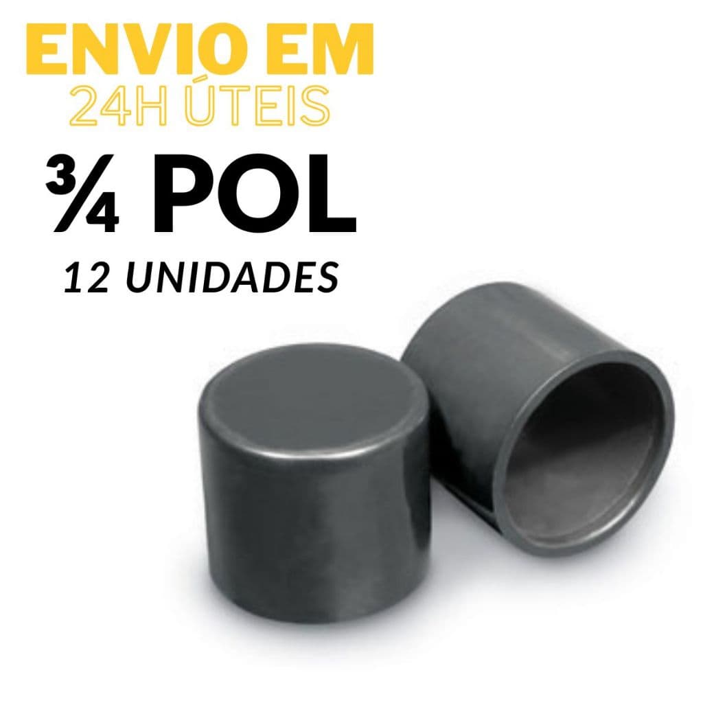 Ponteira Pé Cadeira Pvc Externa 3/4 19mm 2cm Preta 12un Preto