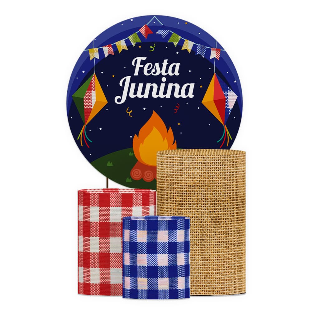 Conjunto De Capas de Painel Redondo De Festa E Trio Cilindros Tema Festa Junina São João Enfeite