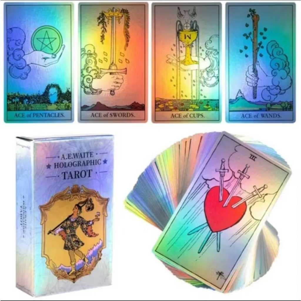 Tarot Rider Waite Deck De Cartas Holográficas Tarô Baralho, baralho holografico, taro,cartas, tiktok, cartas