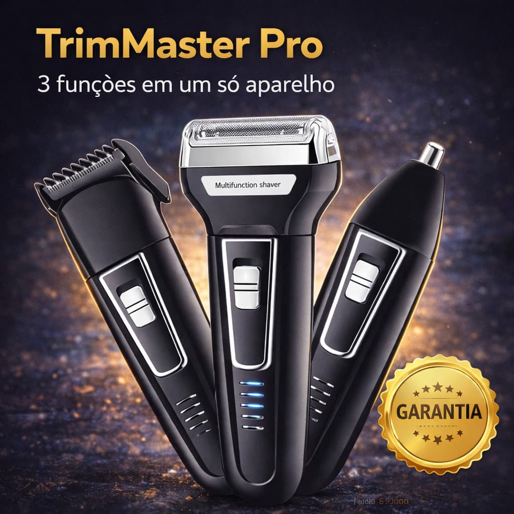 Máquina de Cortar Cabelo Kemei 3 em 1 | Barbeador Elétrico Aparador de Pelos Nariz Recarregável