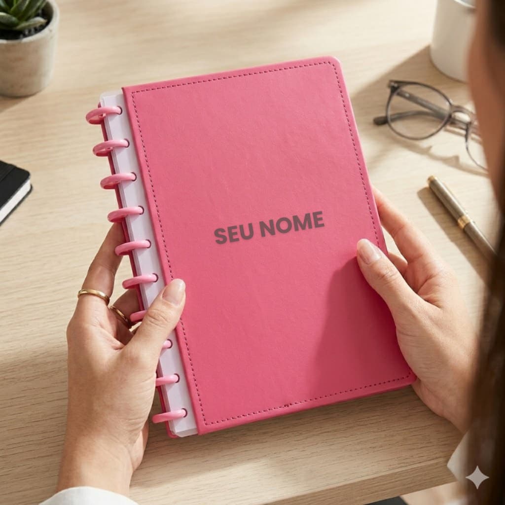 Caderno Inteligente Tendência Capa Dura Disco Personalizado COM NOME Inteligente
