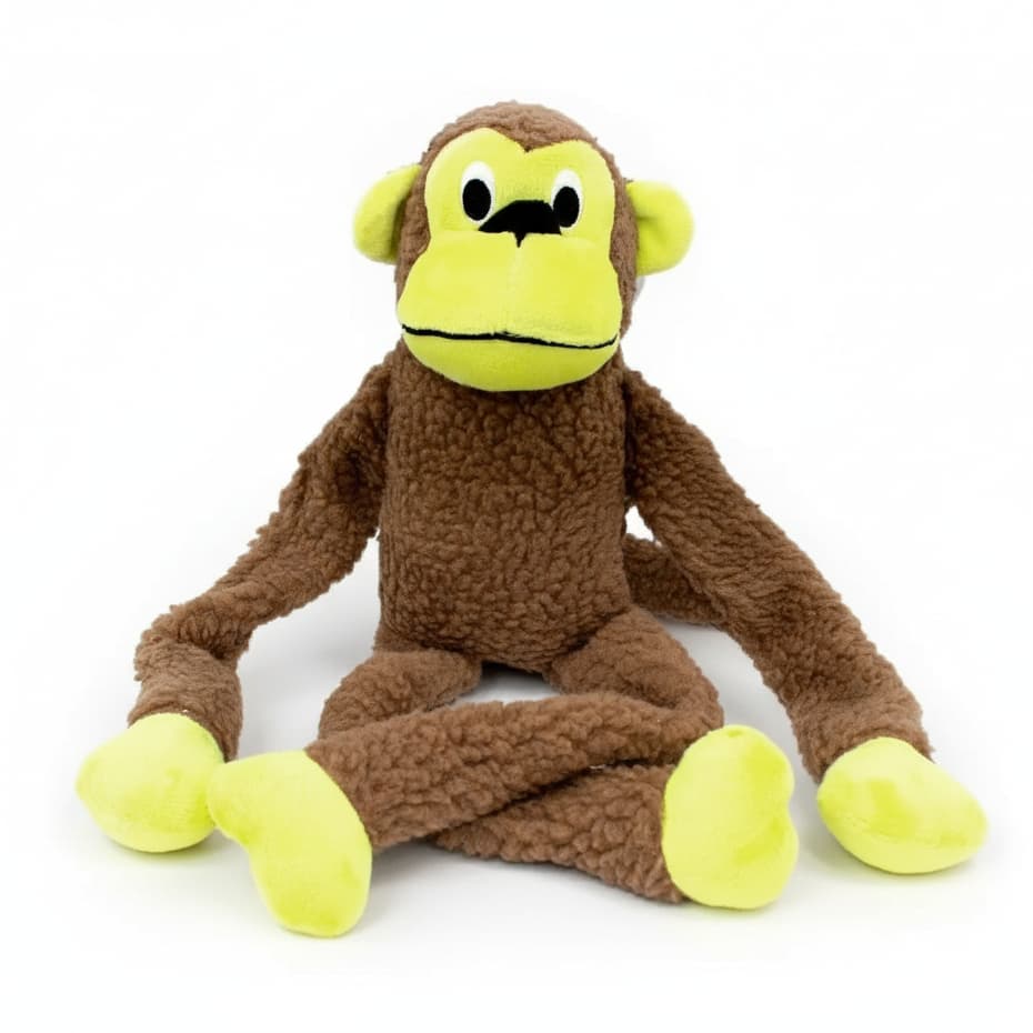 Brinquedo Mordedor Pet Macaco Pelúcia com Apito Anti-Estresse Cachorro Filhote Resistente
