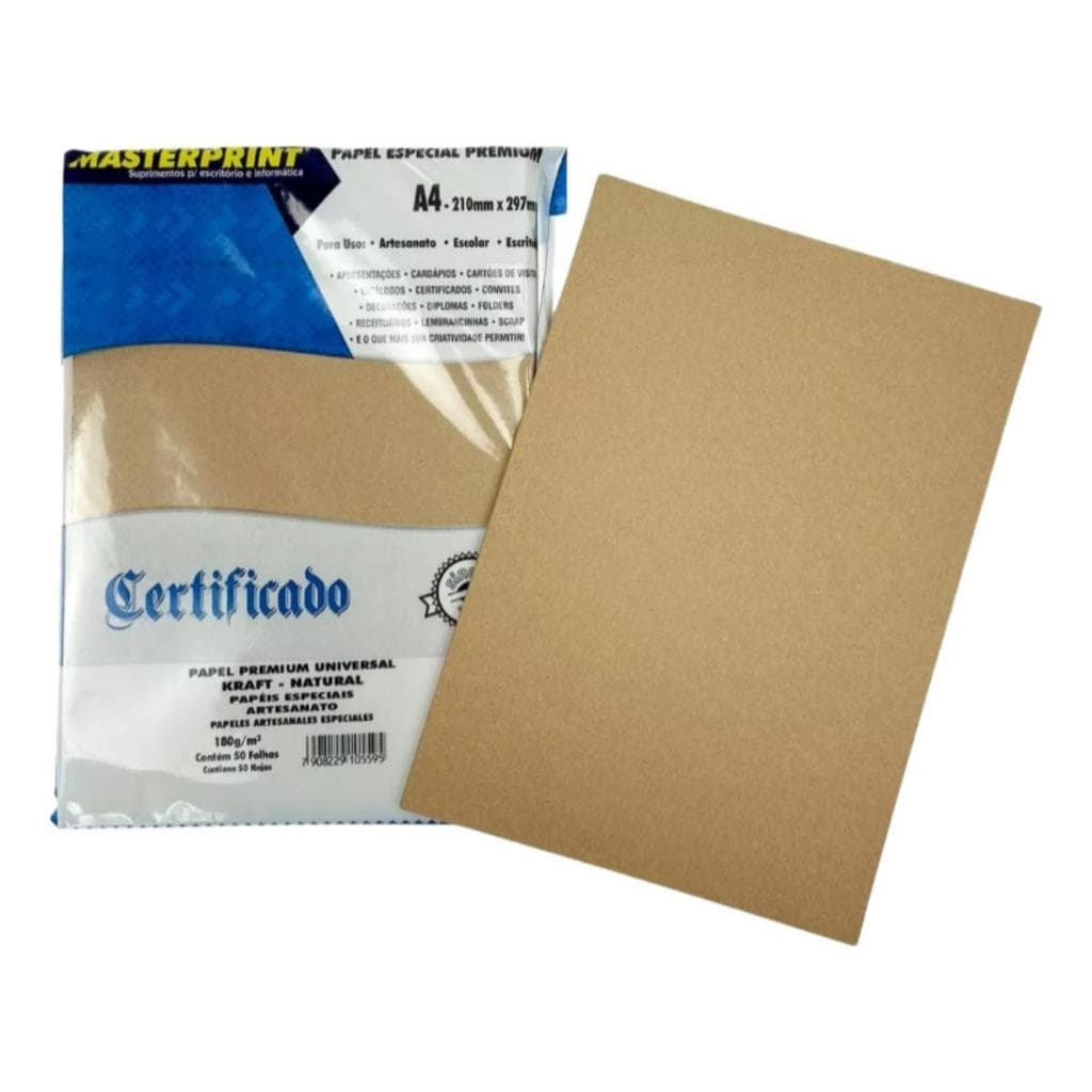 Papel Kraft A4 180g Pardo Artesanato Impressão Convites Kit 50 ou 100 Folhas