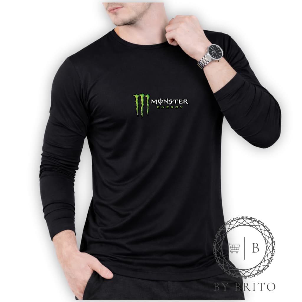 Camisa Manga Longa Camiseta UV Modelo Monster Térmica Treinos Academia Corrida