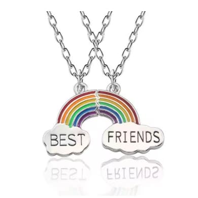 Colares Amizade Melhores Amigos Arco Iris Rainbow Amigos Best Friend Dois Colares Geek Nerd Amizade