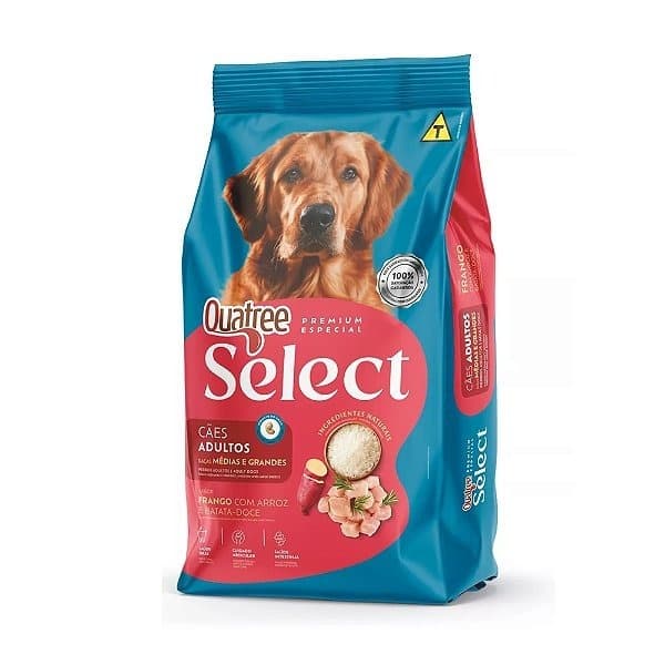 Quatree Select Cães Adultos Raças Médias e Grandes Frango e Batata Doce 15Kg