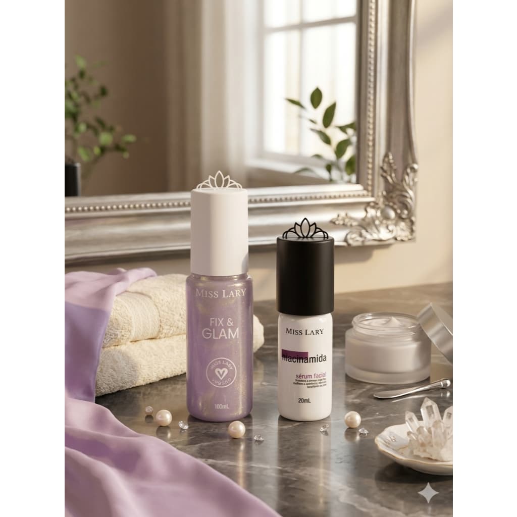 KIT! Bruma Fix&Glam Rosa + Sérum Facial Niacinamida - Miss Lary