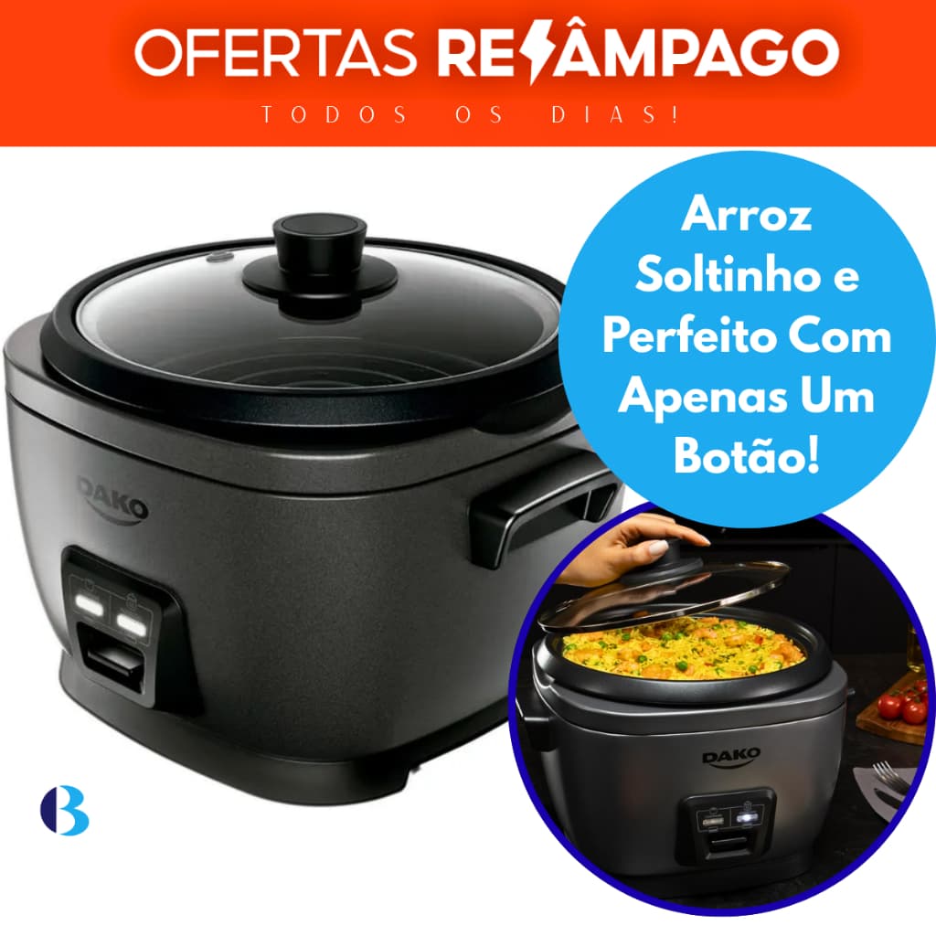 Panela De Arroz Elétrica Dako Antiaderente 10 Xícaras 700W 127V - Arroz Perfeito Todos Os Dias!