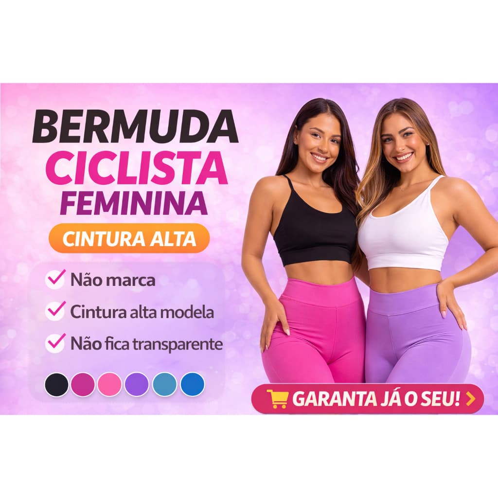 Bermuda Ciclista Feminina Cintura Alta Academia Fitness