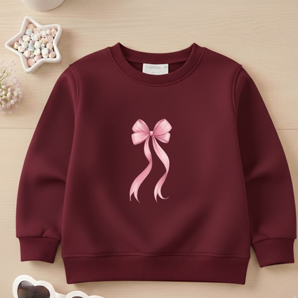 Moletom infantil e juvenil meninas laço rosa blusa de frio premium de algodão