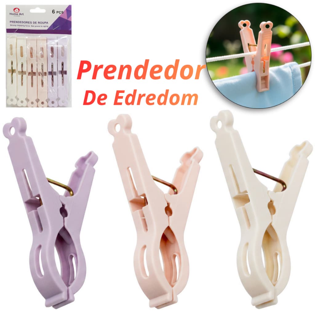 Kit Prendedor de Roupa/Edredom de Plástico Sortido 10,8X1,6CM
