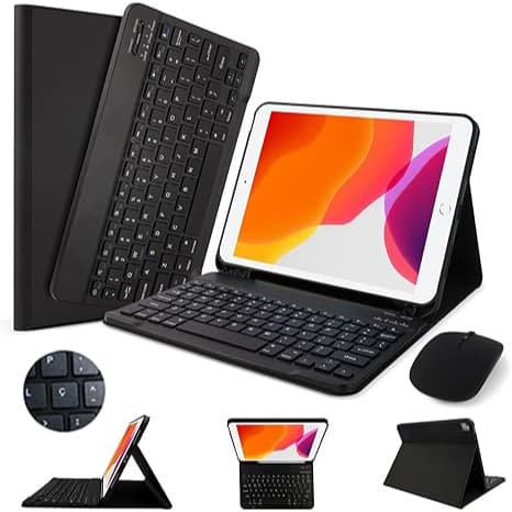 Capa+ Teclado Bluetooth Abnt2 + Mouse Bluetooth Sem Fio Para Ipad 11ª A16/ Ipad 10ª/9ª/Air11/Air6 /Air5