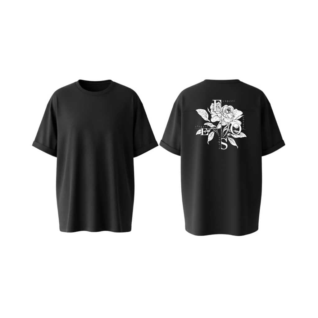 Camiseta Oversized Masculina e Feminina Premium Estampa Costas Rosa Floral Estilosa Streetwear Algodão