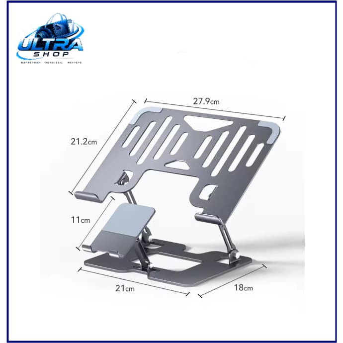 Suporte de Metal 2 em 1 Ajustável Para Notebook E Celular  10' a 17' Polegadas Lay ZJ-L05