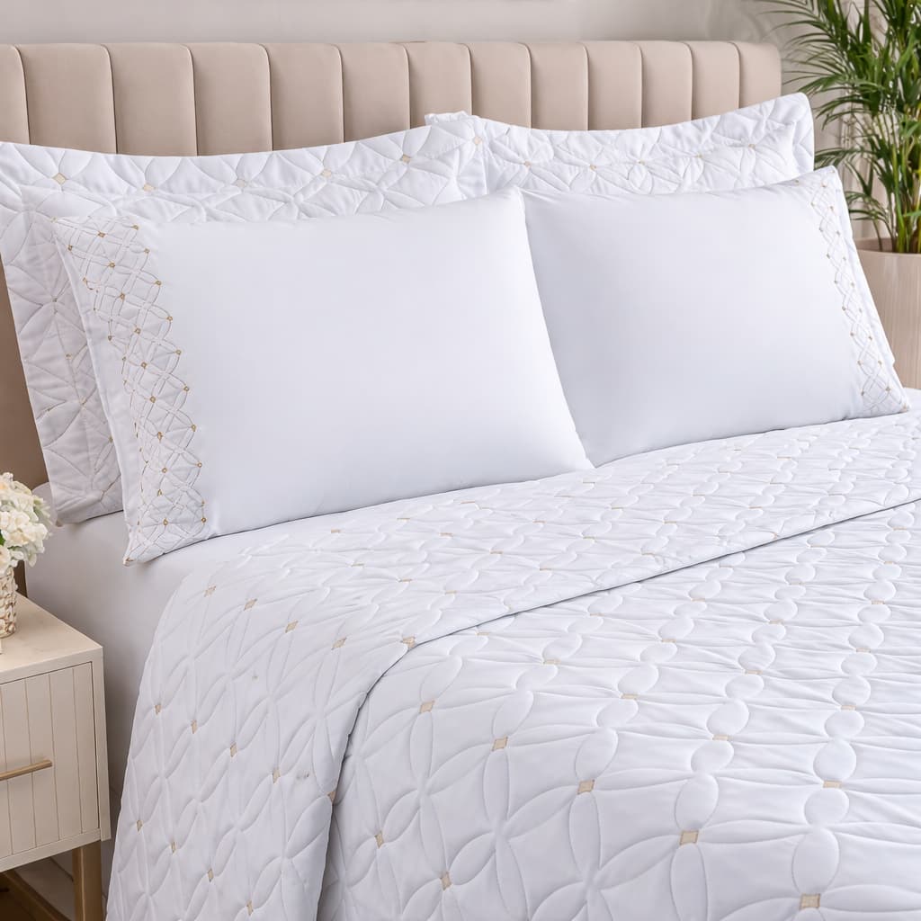 Kit Cobre Leito Casal King 6 Peças Percal 200 Fios Ideale Luxo