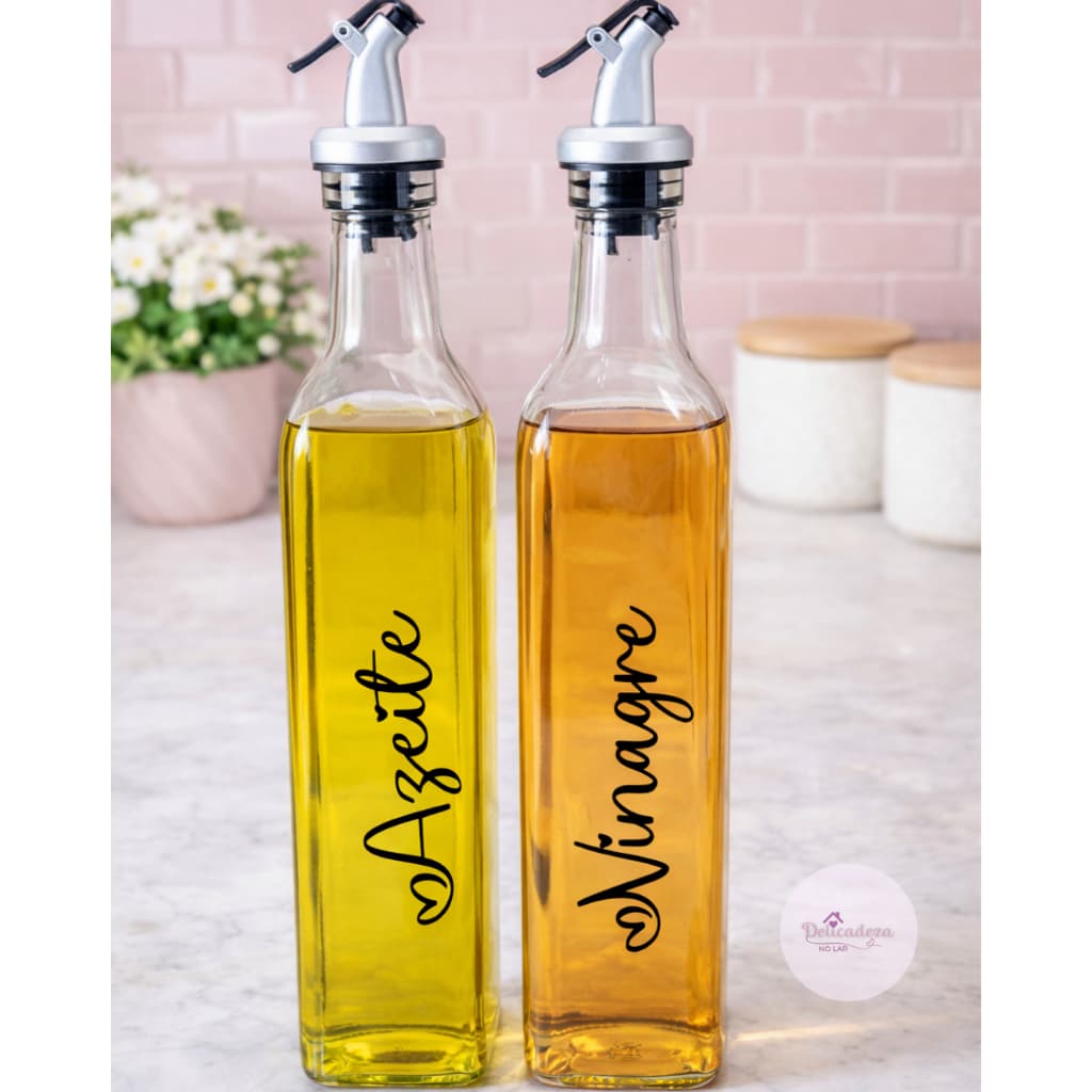 Kit de 2 Galheteiros Porta - Azeite - Óleo e Vinagre - 500ml cada - Vidro e Tampa dosador