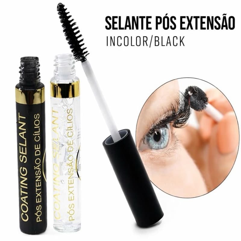 Kit 2 Peças Selante Fidelis Pós Extensão Alongamento de Cílios Coating Selant Black/Incolor 8ml