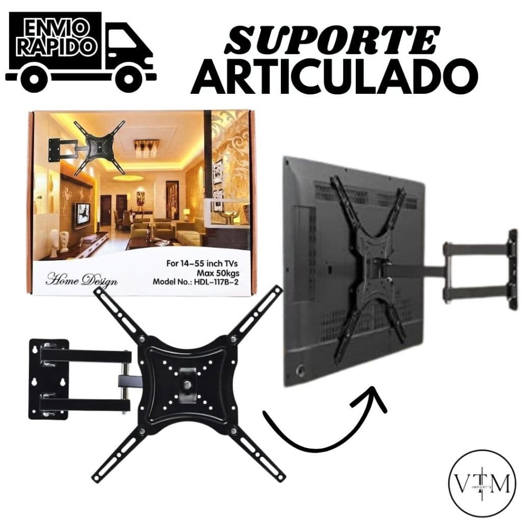 Suporte Articulado para TV LED/LCD – Ideal para Ajustar e Fixar na Parede de Sala, Quarto ou Escritório