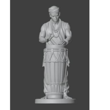 Imagem 3D Miniatura de Ogã ( modelo 1 ) -  SEM PINTURA para Velas, Terrários, Altar, Decoração