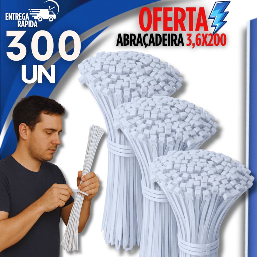 Jogo Abraçadeiras Nylon Enforca Gato Cinta Branca 3,6x200mm Plásticas Presilhas Cintas Abraçadeira