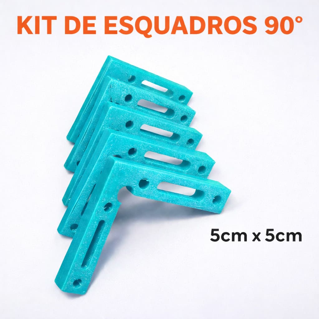 Esquadro Precisão 90º Marcenaria e Porcelanatos 5x5 cm | Kit com 5 unidades