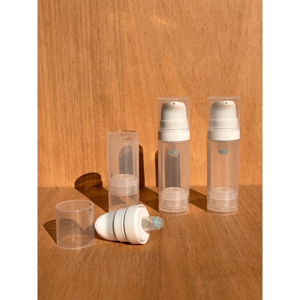 Kit 10 Frascos Airless Transparente 15ml Vácuo Portátil Plástico Recarregáveis Com Válvula Pump