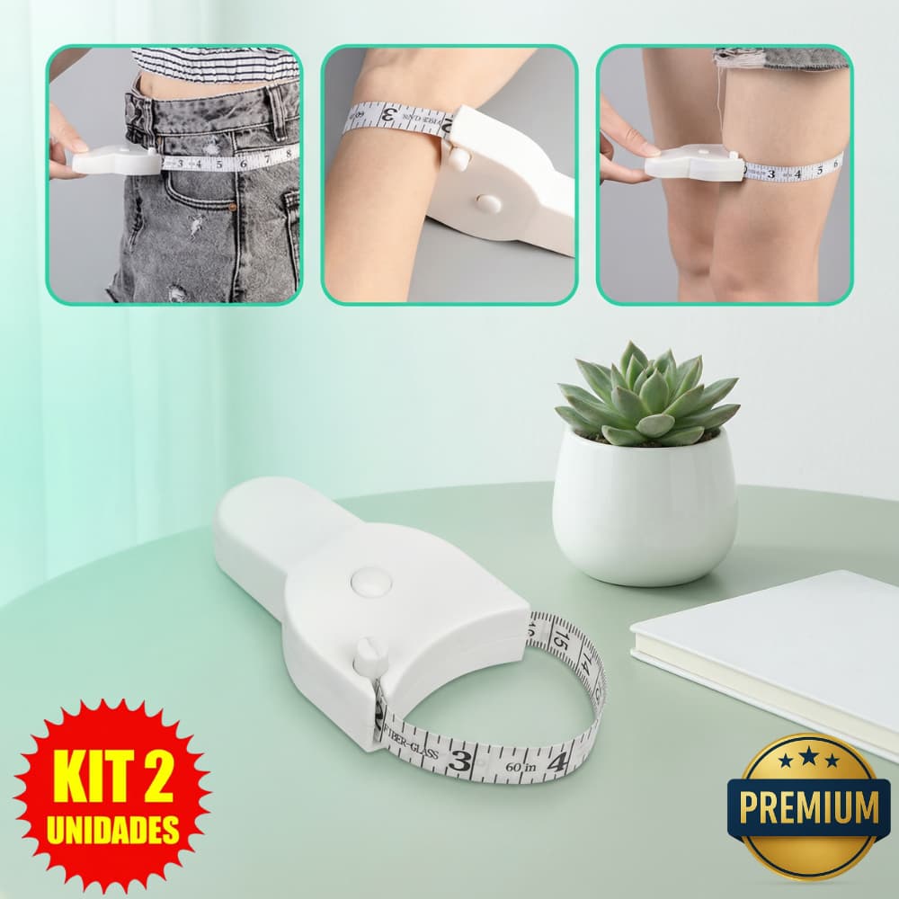 Kit 2 Fita Métrica De Medição Corporal 150cm Retrátil E Portátil Para Academia Fitness Nutricionista