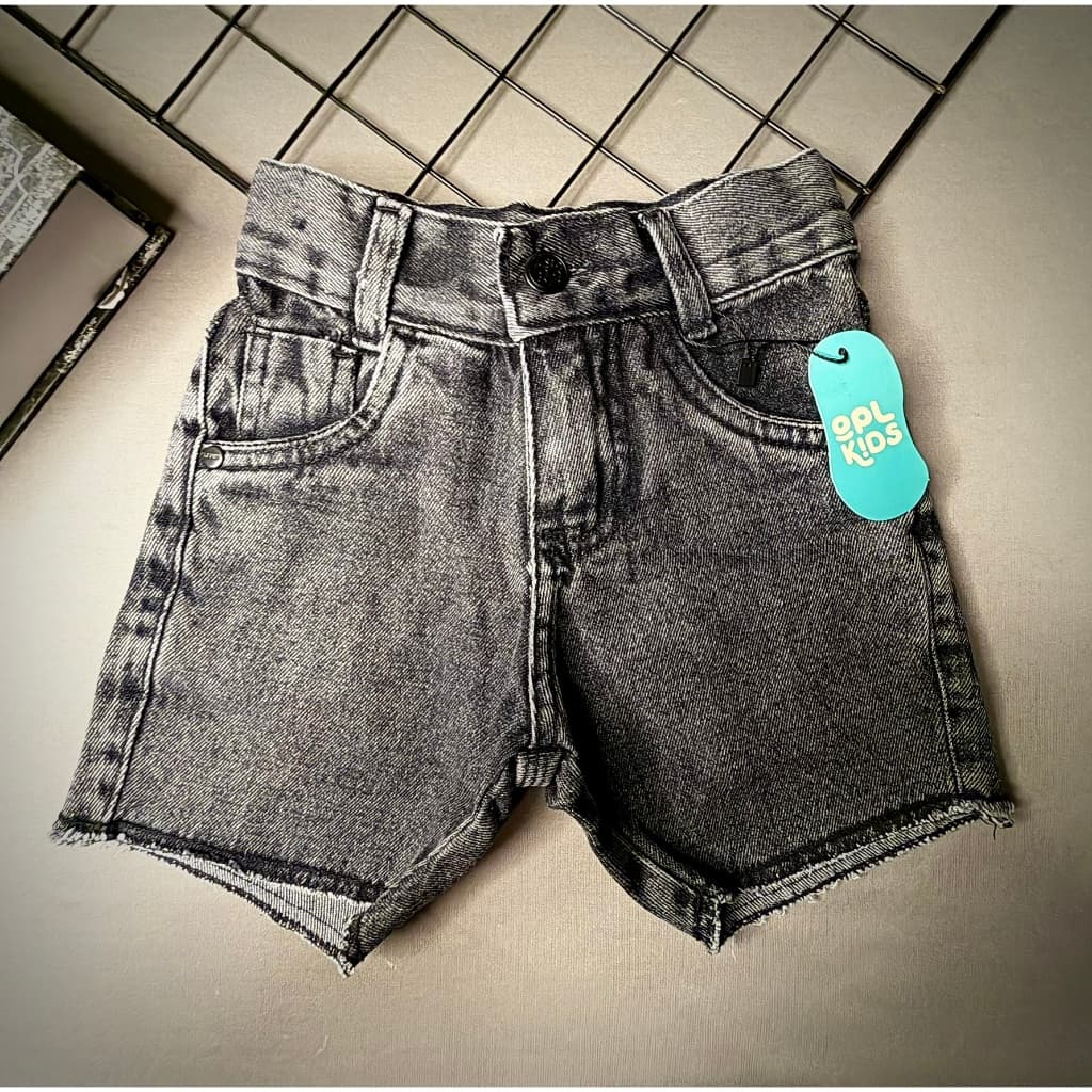 Bermuda Jeans Preto Marmorizado Mauricinho Menino Infantil Juvenil Masculina