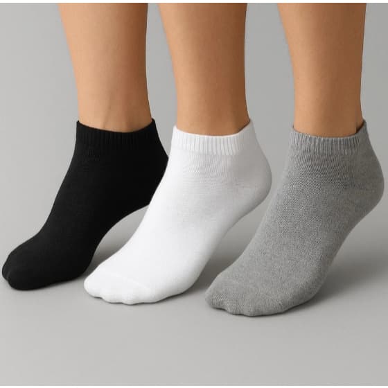 Kit Meias 3 e 6 Pares Meias Unissex Cano Curto / Soquete Invisivel 40-46 Preto Branco cinza
