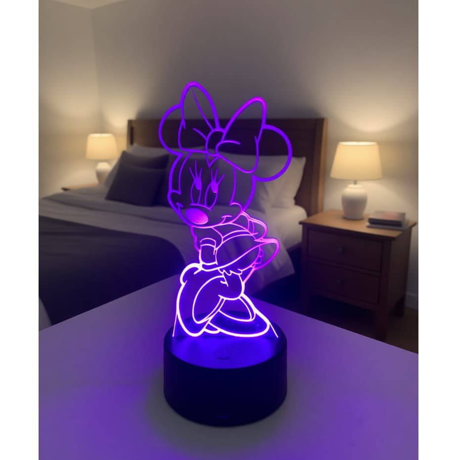 Luminária Led 3D Minnie /Luz noturna /Abajur / Presente Criativo