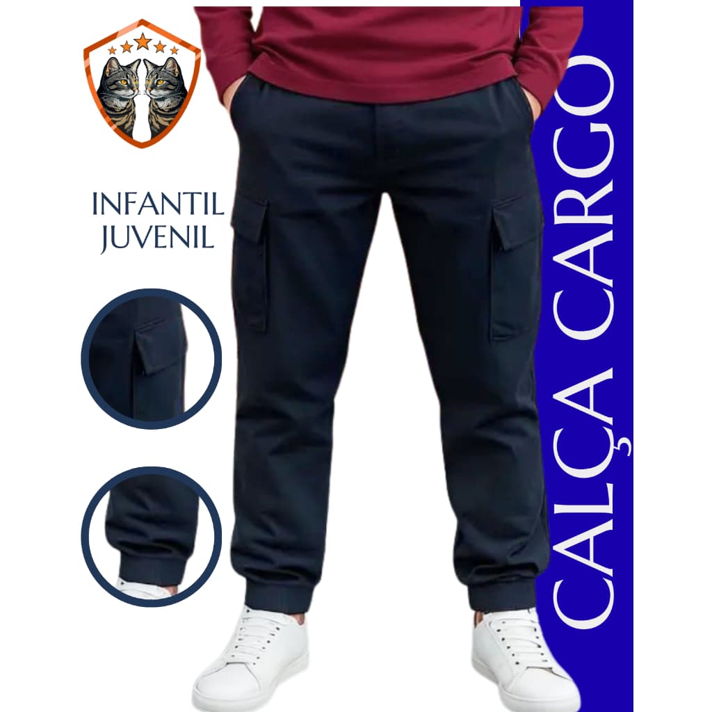 Calça Cargo Preta Linda Menino Masculina Infantil Juvenil Tamanhos 4 6 8 10 12 14 16