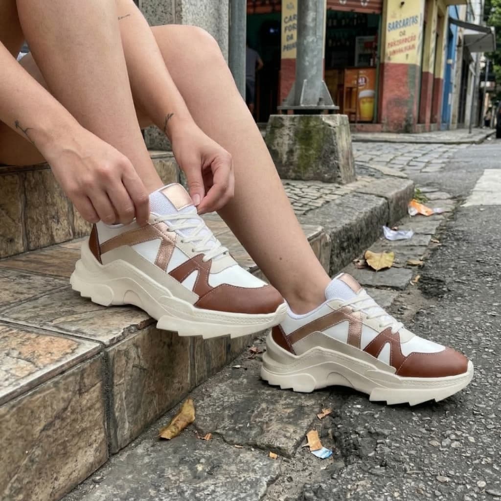 Tênis Feminino Tratorado Sneaker Plataforma, Conforto e Estilo Garantido
