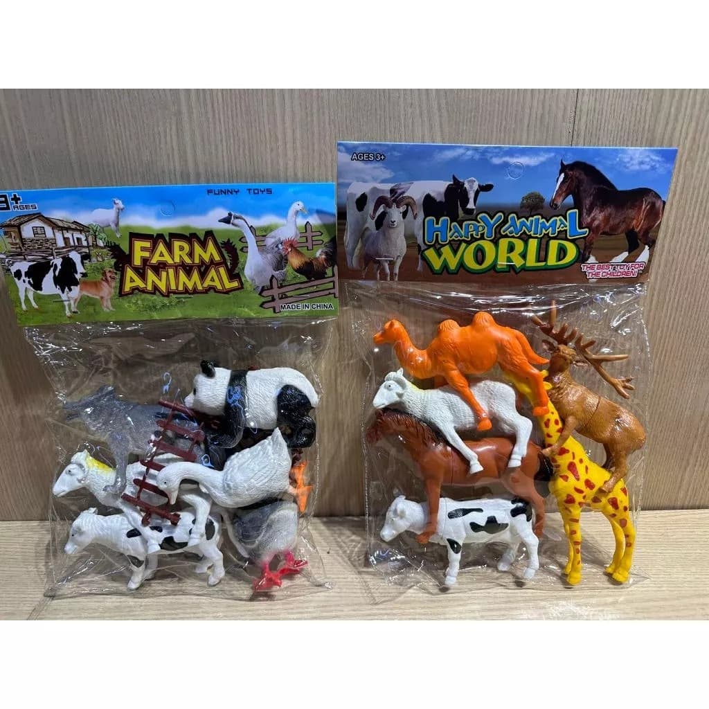 Kit Brinquedo Animais da Floresta de Borracha Animais Selvagem Safari 6 Peças