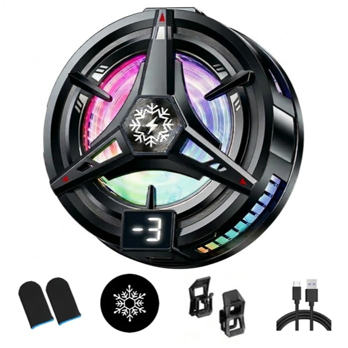 Cooler Gamer Profissional Celular + Par De Luva Gamer Preto (compatível android e iphone)